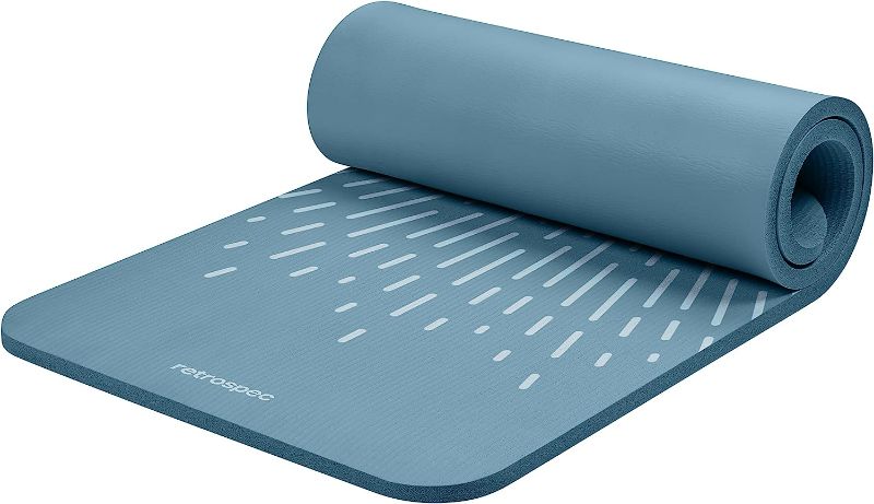 Photo 1 of *USED - DAMAGED SEE NOTES* Retrospec Solana Yoga Mat 1" Thick w/Nylon Strap for Men & Women - Non Slip Exercise Mat for Home Yoga, Pilates, Stretching, Floor & Fitness Workouts
