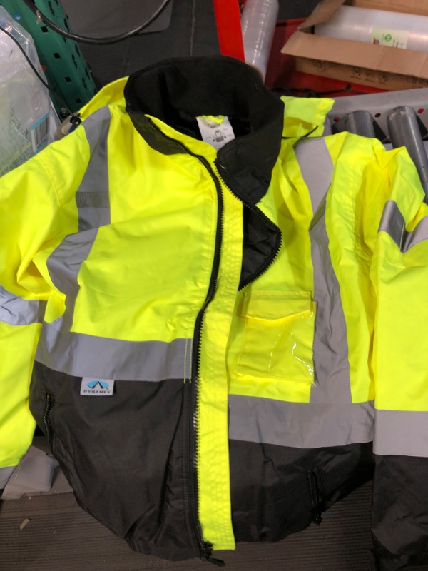 Photo 4 of *USED* Pyramex Safety RJ3210XL RJ32 Series Jackets Hi-Vis Lime Bomber Jacket with Quilted Lining- Size 3XL 
