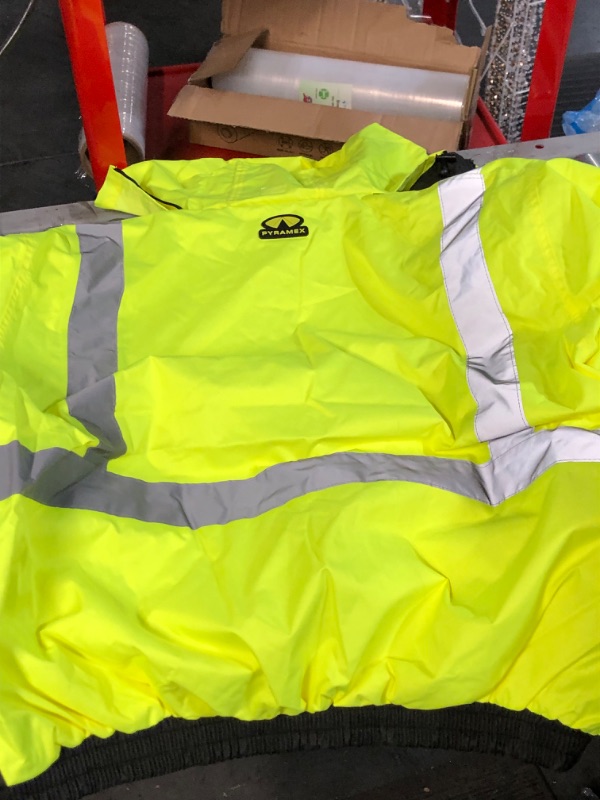 Photo 3 of *USED* Pyramex Safety RJ3210XL RJ32 Series Jackets Hi-Vis Lime Bomber Jacket with Quilted Lining- Size 3XL 
