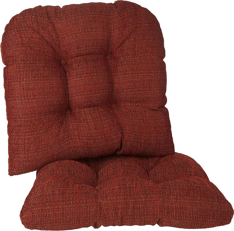 Photo 1 of *USED* Klear Vu Gripper Overstuffed Universal Non-Slip Dining Chair Cushions for Kitchen Decor or Office Use, U-Shaped Skid-Proof Seat Pad, 15x15 Inches, 2 Count (Pack of 1), Red
