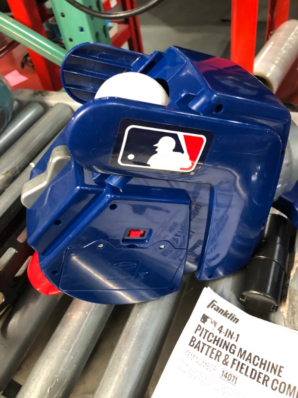 Photo 2 of *USED - SEE NOTES* Franklin Sports Baseball Pitching Machine - Adjustable Baseball Hitting & Fielding Practice Machine For Kids - with 6 Baseballs - Great For Practice,Blue, Small
