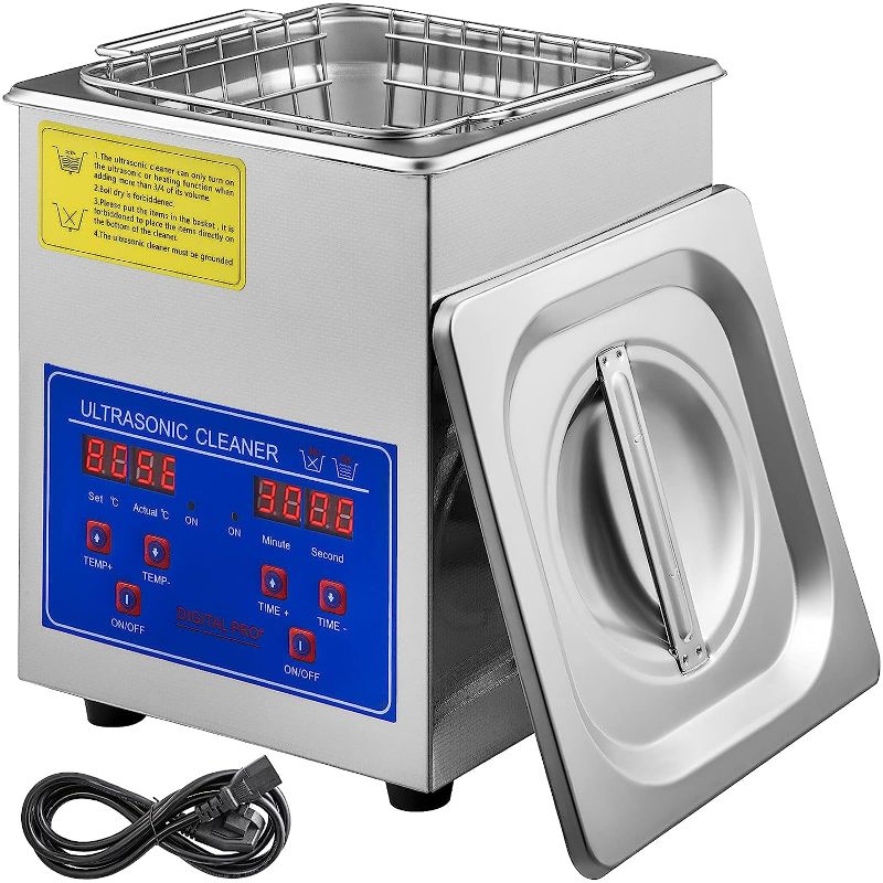 Photo 1 of * not functional * sold for parts * 
VEVOR Ultrasonic Cleaner 2L Digital Ultrasonic Parts Cleaner with Timer 40kHz Professional 304 Stainless Steel 