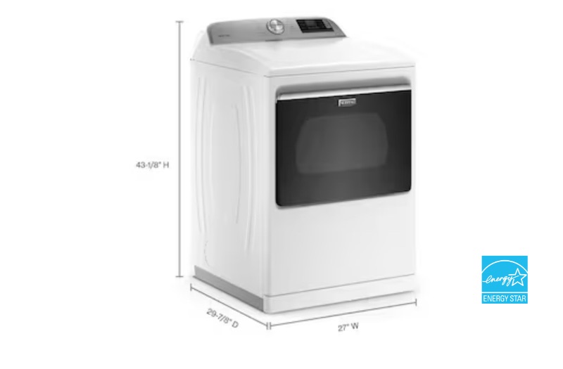 Photo 1 of Maytag Smart Capable 7.4-cu ft Steam Cycle Smart Electric Dryer (White) ENERGY STAR