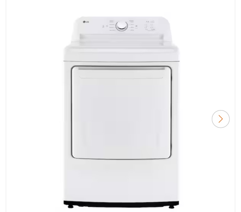 Photo 1 of LG 7.3 Cu.Ft. Vented Electric Dryer in White with Sensor Dry Technology