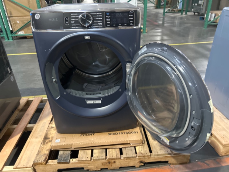 Photo 1 of GE 7.8-cu ft Stackable Steam Cycle Smart Electric Dryer (Sapphire Blue)