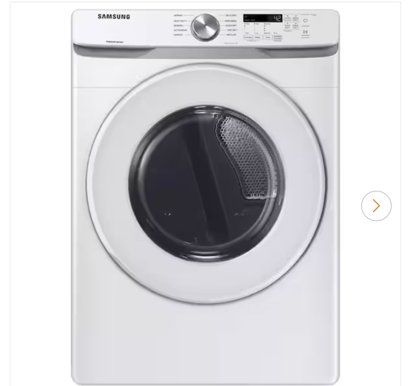 Photo 1 of Samsung 7.5 cu. ft. Stackable Vented Electric Dryer with Sensor Dry in White