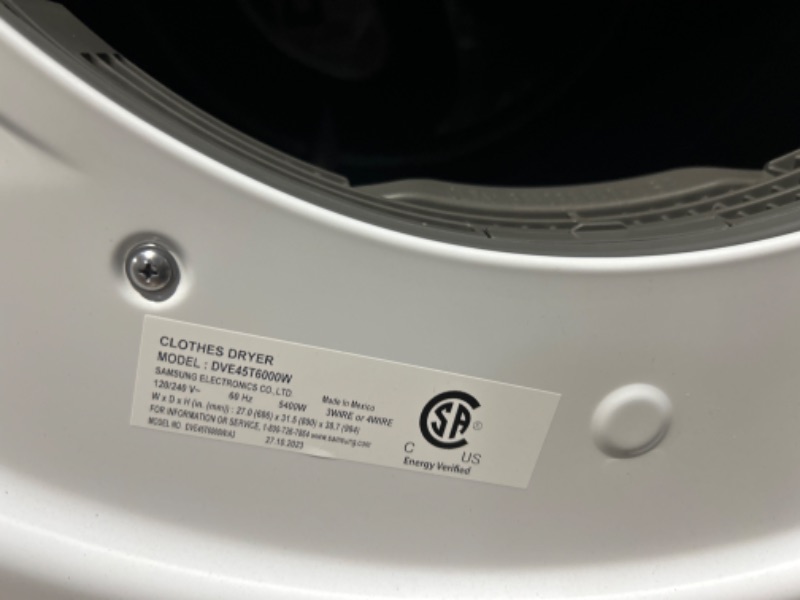 Photo 5 of Samsung 7.5 cu. ft. Stackable Vented Electric Dryer with Sensor Dry in White