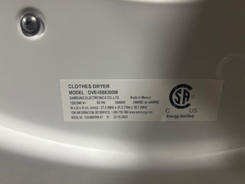 Photo 6 of Samsung 7.5-cu ft Stackable Steam Cycle Smart Electric Dryer (White)