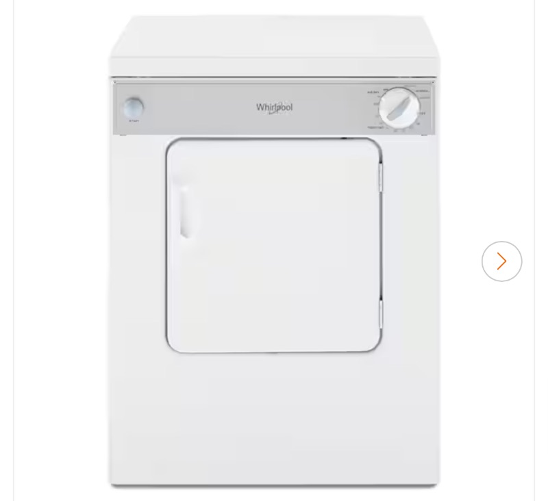 Photo 1 of Whirlpool. 3.4 cu. ft. 120-Volt White Compact Electric Vented Dryer with Flexible Installation