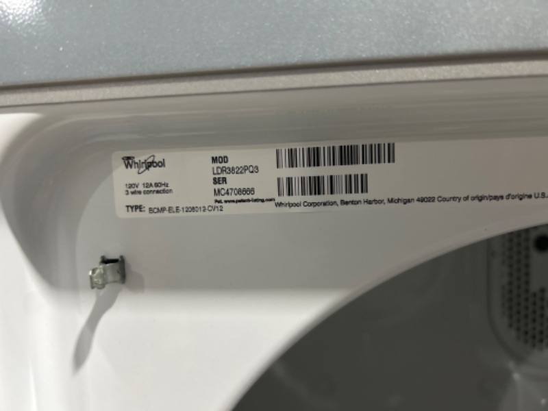 Photo 7 of Whirlpool. 3.4 cu. ft. 120-Volt White Compact Electric Vented Dryer with Flexible Installation