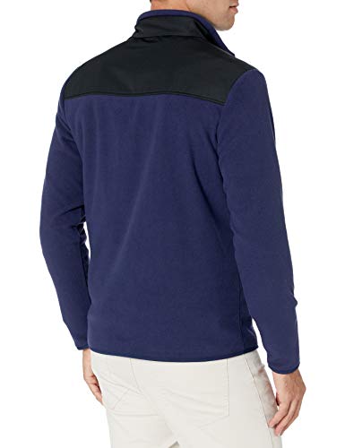 Photo 1 of Amazon Essentials Men's Quarter-Zip Polar Fleece Jacket, Navy/Black Color Block, XX-Large
