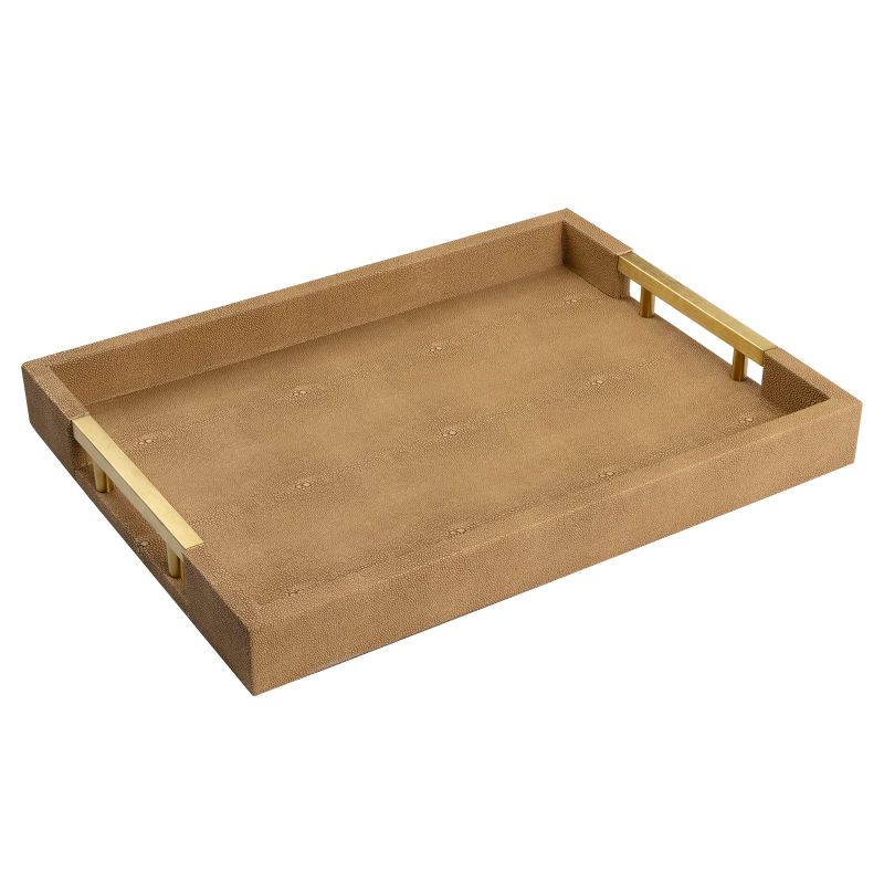 Photo 1 of (READ NOTES) MAONAME Wooden Tray, Wood Serving Tray with Handles, Farmhouse Coffee Table Tray, Rectangular Decorative Serving Tray for Ottoman