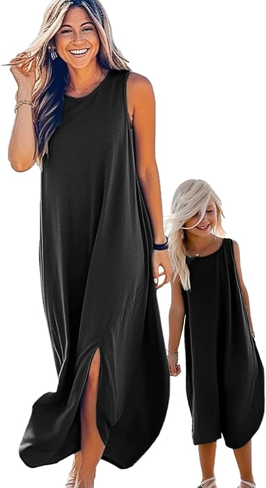 Photo 1 of  * SEE NOTES * IFFEI Mommy and Me Dresses Women's Casual Loose Sundress Sleeveless Split Maxi ( 4 PACK ) 