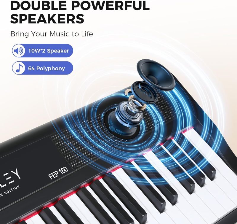 Photo 4 of (READ FULL POST) Fesley Piano Keyboard 88 Keys, Full-Size Digital Piano Keyboard Sustain Pedal, Bluetooth, MIDI