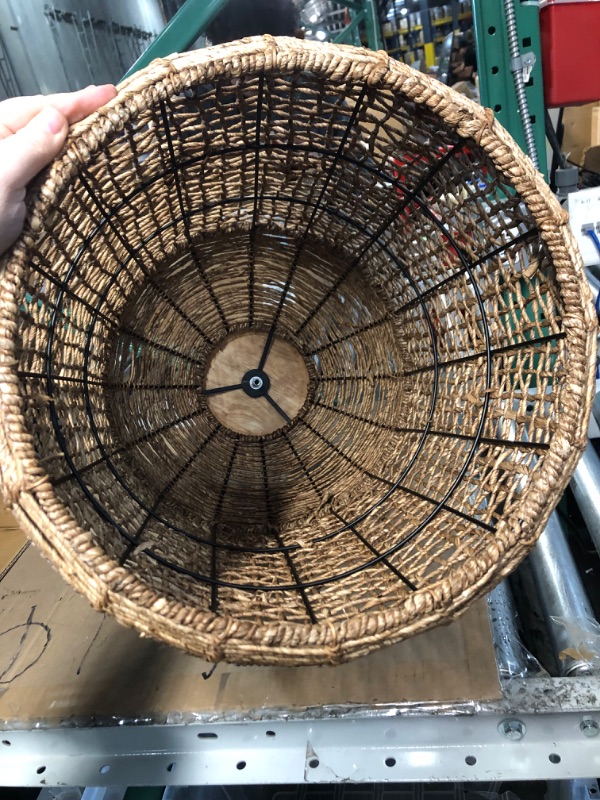 Photo 6 of **DAMAGE TO ELECTRICAL* HANG CORD HAS BEEN CUT * PARTS OBLY NON REFUNDABLE***
 Farmhouse Pendant Lights Kitchen Island,  Rattan Basket Hanging Lamp Woven Cage Lampshade 30cmx55cm