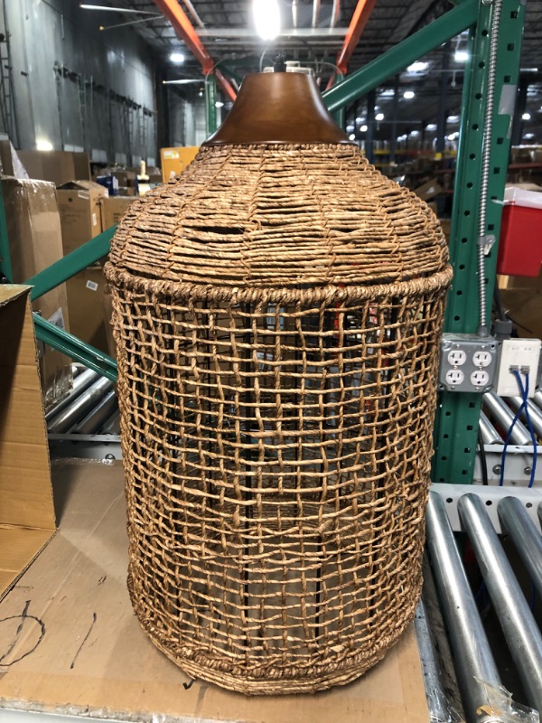 Photo 3 of **DAMAGE TO ELECTRICAL* HANG CORD HAS BEEN CUT * PARTS OBLY NON REFUNDABLE***
 Farmhouse Pendant Lights Kitchen Island,  Rattan Basket Hanging Lamp Woven Cage Lampshade 30cmx55cm