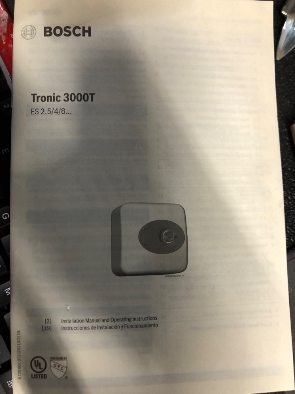 Photo 5 of ***DAMAGED - SCRATCHED - DIRTY - UNABLE TO TEST***
Bosch Electric Mini-Tank Water Heater Tronic 3000 T 7-Gallon (ES8) - Eliminate Time for Hot Water