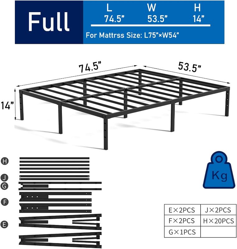 Photo 1 of **HARDWARE LOOSE IN BOX. POSSIBLE MISSING HARDWARE. PARTS ONLY NONREFUNDABLE**
Vengarus Metal Platform Bed Frame-14 Inch Full Size Bed Frame,Steel Slat Support,No Box Spring Needed,Easy Assembly,Storage Space Under The Bed-Full Bed Frame