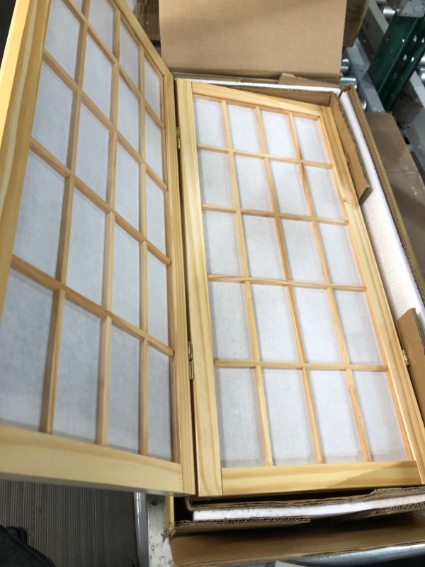 Photo 3 of 2 ft. Short Desktop Window Pane Shoji Screen - Natural - 6 Panels 6 Panel Natural