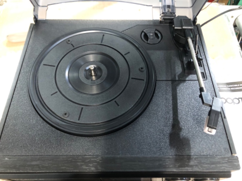 Photo 1 of LoopTone Vinyl Record Player 9 in 1 3 Speed Bluetooth Vintage Turntable CD Cassette Player AM/FM Radio USB Recorder Aux-in RCA Line-Out (Black Edition)