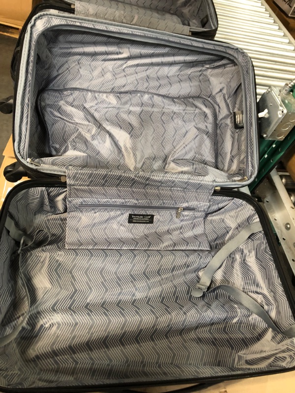 Photo 7 of **MINOR DAMAGE**MARKS ON OUTER CORNERS OF LARGE SUITCASE**PICTURED**
Travelers Club Chicago Hardside Expandable Spinner Luggage, Navy Blue, 5 Piece Set Navy Blue 5 Piece Set