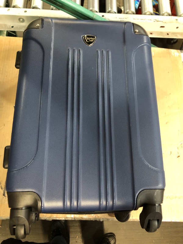 Photo 4 of **MINOR DAMAGE**MARKS ON OUTER CORNERS OF LARGE SUITCASE**PICTURED**
Travelers Club Chicago Hardside Expandable Spinner Luggage, Navy Blue, 5 Piece Set Navy Blue 5 Piece Set