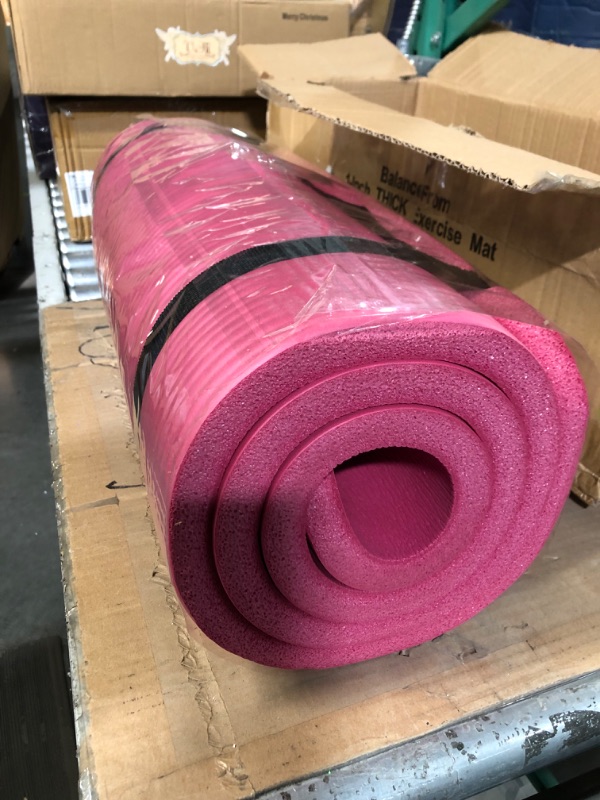 Photo 4 of **MINOR DAMAGE*SHALOW SLICE FROM BOXCUTTER DURING PREVIOUS OPENING*PICTURED**
The Hensley 1-Inch Yoga Mat - Pink