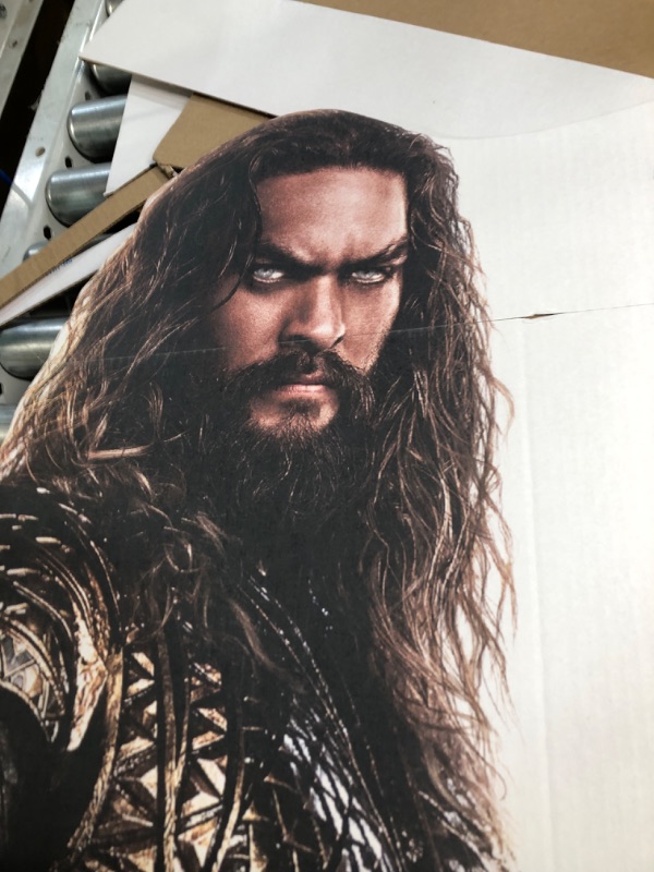 Photo 3 of **MINOR DAMAGE*STANDEE IS BENT IN PLACES.*PICTURED**
Cardboard People Aquaman Life Size Cardboard Cutout Standup - Justice League (2017 Film)