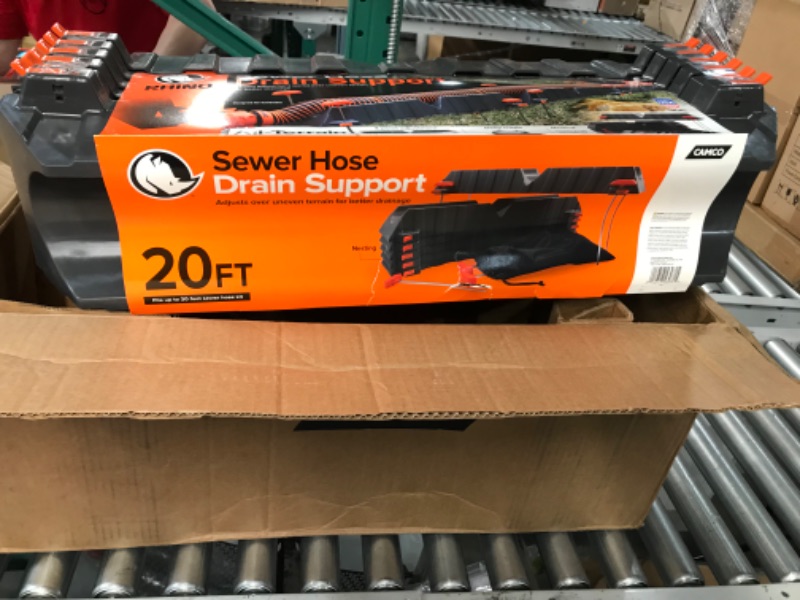 Photo 3 of Camco Adjustable Sewer Hose Drain Support Kit -Rigid Support Cradles, 4 Point Adjustment Works Over Uneven Terrain For Increased Drainage