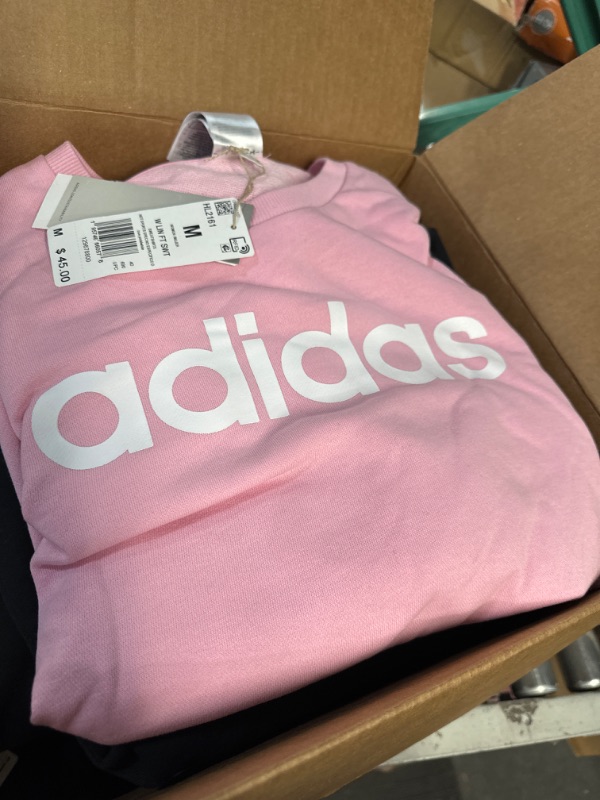 Photo 2 of Adidas Women's Essentials Logo Sweatshirt, True Pink/White, Medium