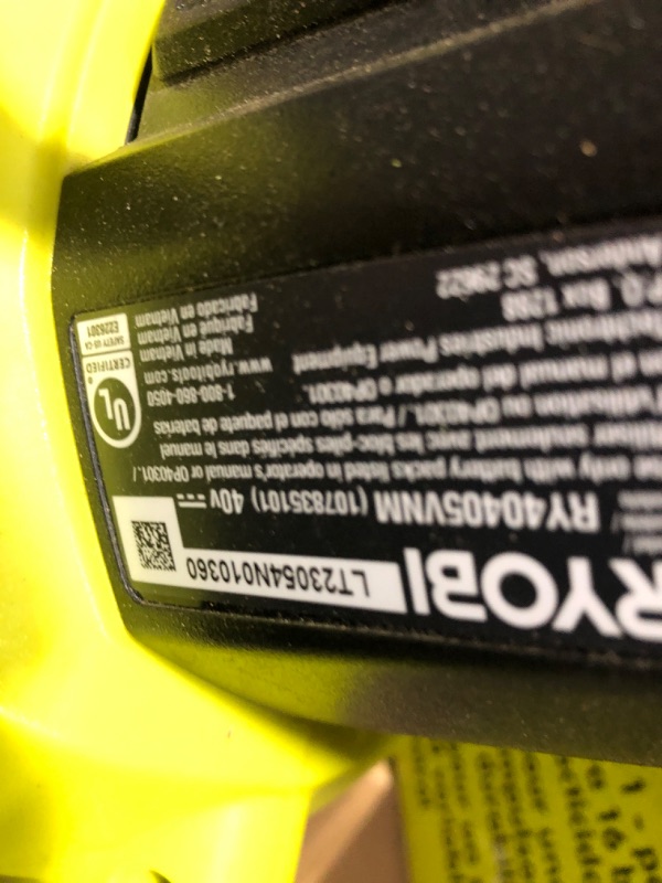 Photo 5 of (PARTS ONLY/ NO REFUNDS) RYOBI 40-Volt Lithium-Ion Cordless Battery Leaf Vacuum/Mulcher (Tool Only)