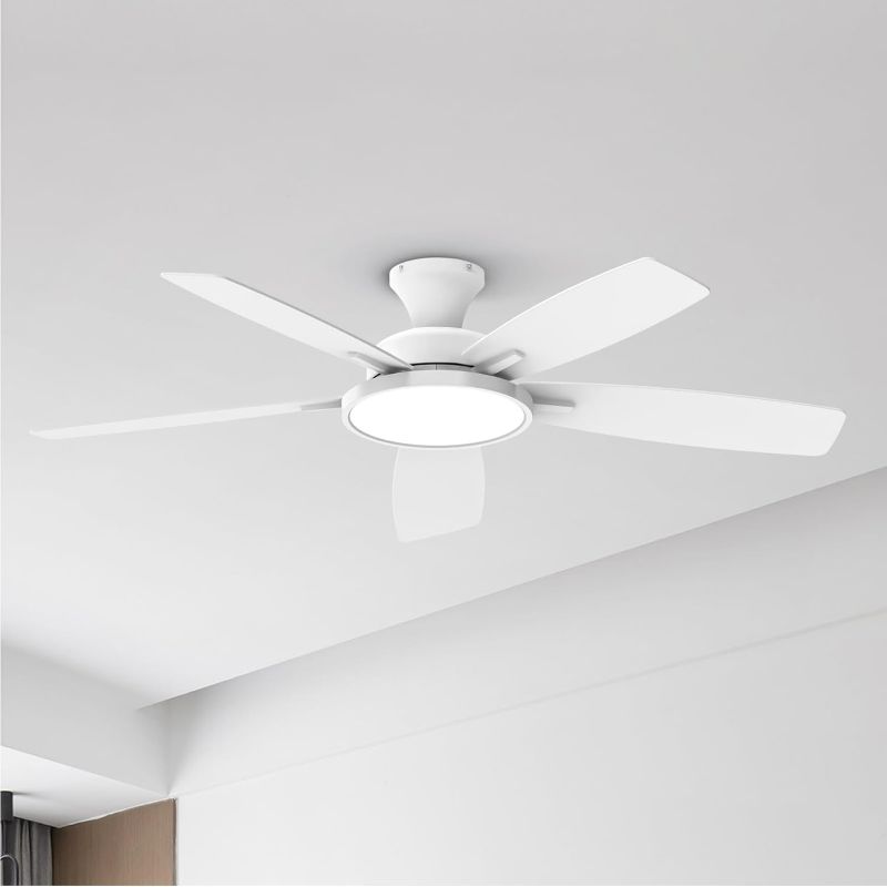 Photo 1 of (UNABLE TO TEST) Hunter Fan Company 59248 Dempsey Indoor Low Profile Ceiling Fan with Remote Control, 52", Fresh White Finish