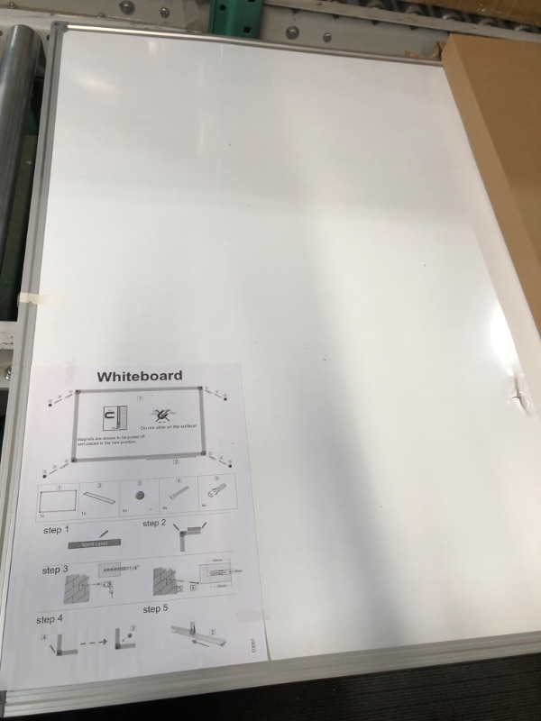 Photo 2 of (DAMAGED, PARTS ONLY) NON REFUNDABLE
48 x 36 Inch Large Magnetic Dry Erase Board with Pen Tray Wall-Mounted Aluminum Portable Message Presentation White Board for Kids, Students Teachers