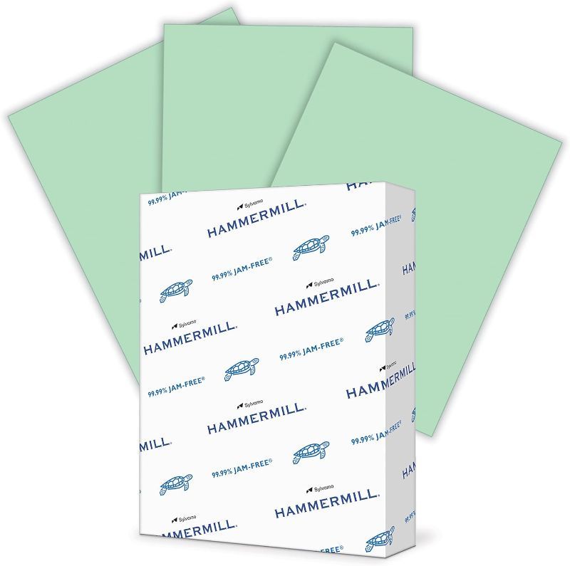 Photo 1 of Hammermill Colored Paper, 20 lb Green Printer Paper, 8.5 x 11-1 Ream (500 Sheets)