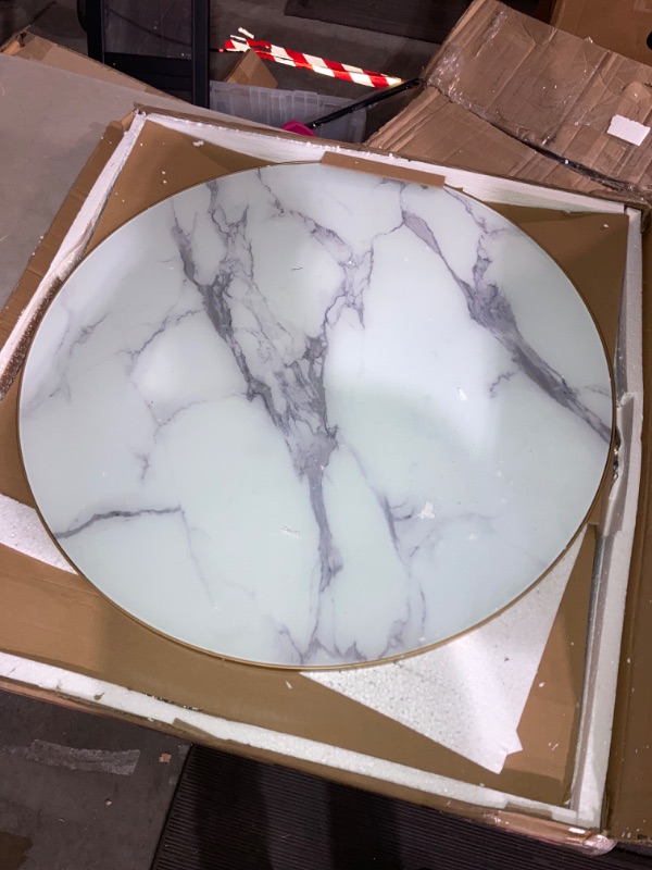Photo 2 of (READ FULL POST) HLR Round Coffee Table with White Faux Marble Top White Marble