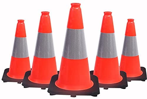 Photo 1 of (5 Cones) BESEA 18" inch Orange PVC Safety Traffic Cone Parking Cones with 6"