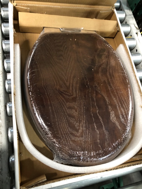 Photo 3 of (OPENED FOR INSPECTION)
Angel Shield Durable Wood Veneer Natural Toilet Seat Metal Hinged Easy Clean Anti-scratch American Standard(Elongated,Dark Walnut) Elongated-18.5” Black Wood