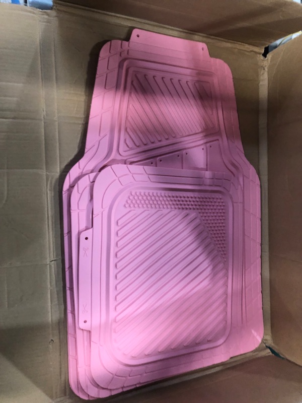 Photo 3 of CAR PASS Heavy Duty Rubber Floor Mats Pink 4-Piece Car Mat Set