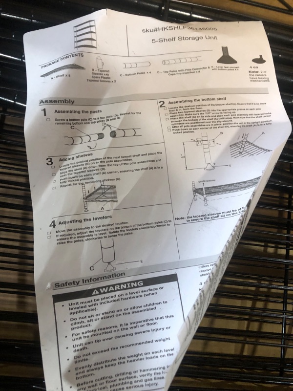 Photo 3 of (PARTS ONLY)Simple Deluxe 5-Tier Heavy Duty Storage Shelving Unit 1250Lb Capacity,Black,36Lx14Wx60H inch, 2 Pack