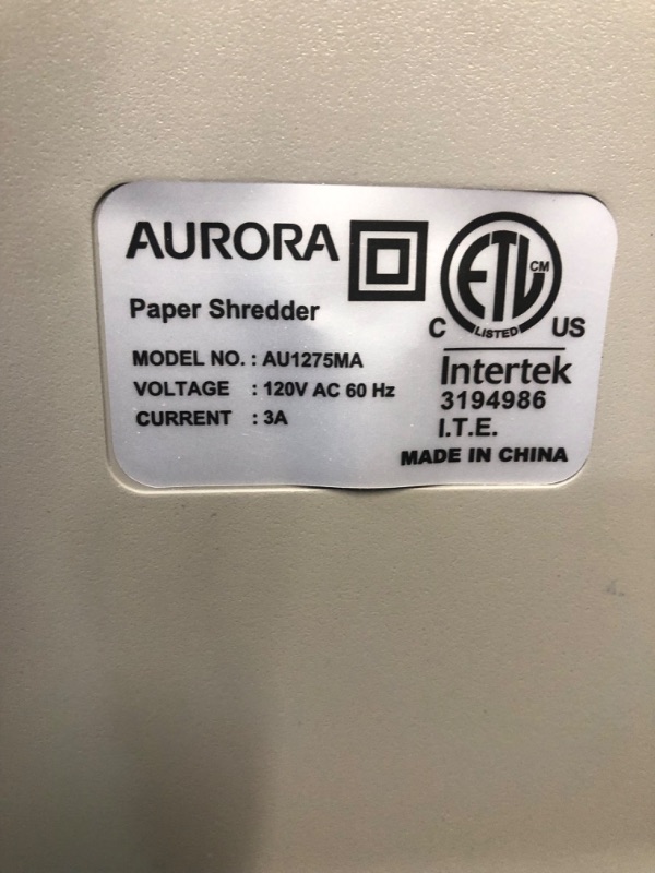 Photo 3 of Aurora AU1275MA Professional Grade 12-Sheet Micro-Cut Paper Shredder