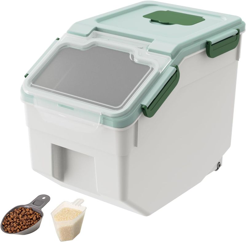 Photo 1 of (READ FULL POST) Lifewit 1 Pack 10L/10lb Dog Food Storage Containers with Scoop, 10L/20lb Rice Dispenser with Lid&Wheels, Suitable for Cereal, Pet Food, Dry Food, Flour, Baking Supplies in Kitchen/Pantry Organization

