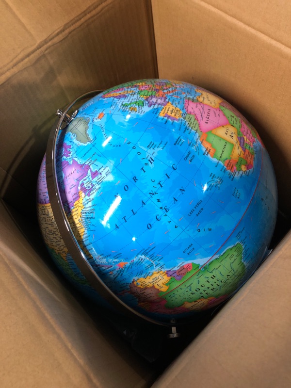 Photo 3 of ??" ????? ??????????? ????? ????? with Wooden Stand, 2-1 Educ & Décor Antique Globe Built in LED Night Light with HD Printed Map, Antique Desktop Globe for Students, Teachers, Office, Bedroom, Studio