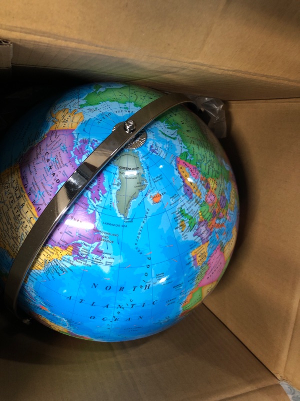 Photo 2 of ??" ????? ??????????? ????? ????? with Wooden Stand, 2-1 Educ & Décor Antique Globe Built in LED Night Light with HD Printed Map, Antique Desktop Globe for Students, Teachers, Office, Bedroom, Studio