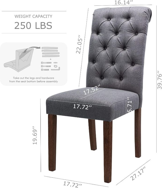 Photo 1 of (READ FULL POST) COLAMY Tufted Dining Room Chairs Set of 2, Accent Parsons Diner Chairs Upholstered Fabric Side Stylish Kitchen Chairs with Solid Wood Legs and Padded Seat - Beige Beige set of 2