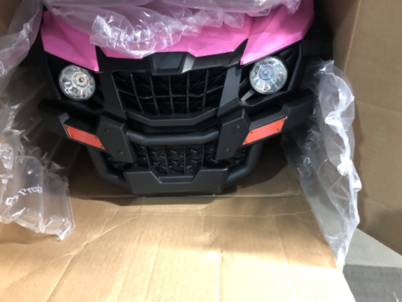 Photo 2 of 12V Ride On Car UTV with Parent Remote Control for Kids Toys, Spring Suspension LED Lights AUX Port Music USB, Pink