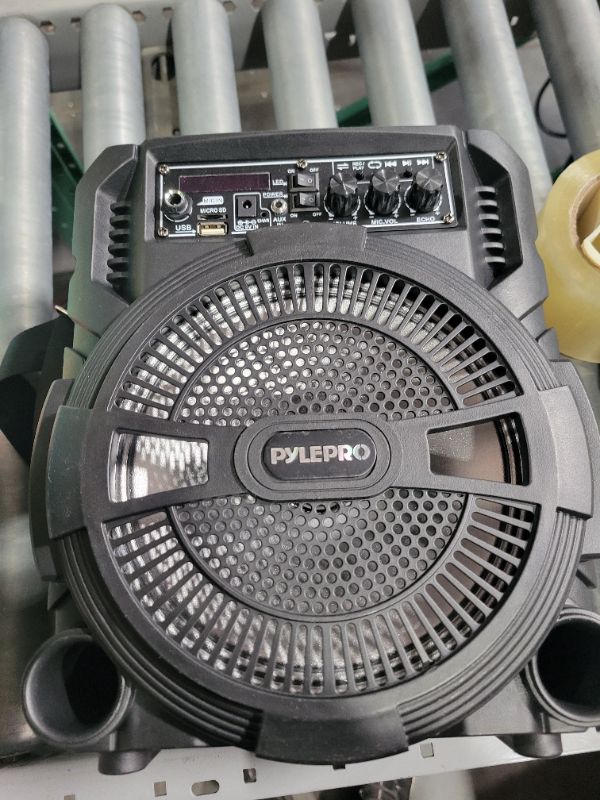 Photo 2 of PyleUsa Portable Bluetooth PA Speaker System - 600W Rechargeable Wireless Outdoor Bluetooth Speaker Portable PA System w/ Microphone in, Party Lights, USB SD Card Reader, FM Radio -Wired Mic - PSBT62A