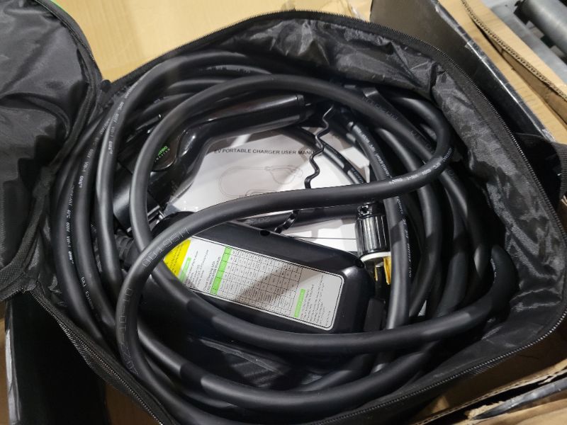 Photo 1 of **SEE NOTES**
AWELTEC EVMaster Level 1+2 EV Charger, 16 Amp 110-240V Total 28FT Cable, Portable Electric Car Charger with Digital Screen J1772, NEMA 6-20 Plug with NEMA 5-15 Adapter, with Carry Bag, Black