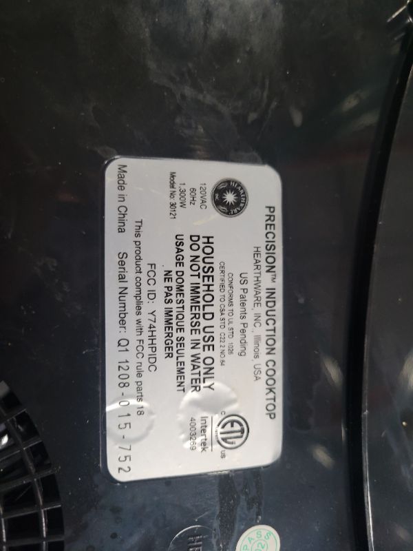 Photo 3 of **SEE NOTES**
Nuwave Flex Precision Induction Cooktop, 10.25” Shatter-Proof Ceramic Glass, 6.5” Heating Coil, 45 Temps 100°F to 500°F, 4Qt Induction-Ready Healthy Ceramic Non-Stick Everyday Pan with Lid Included