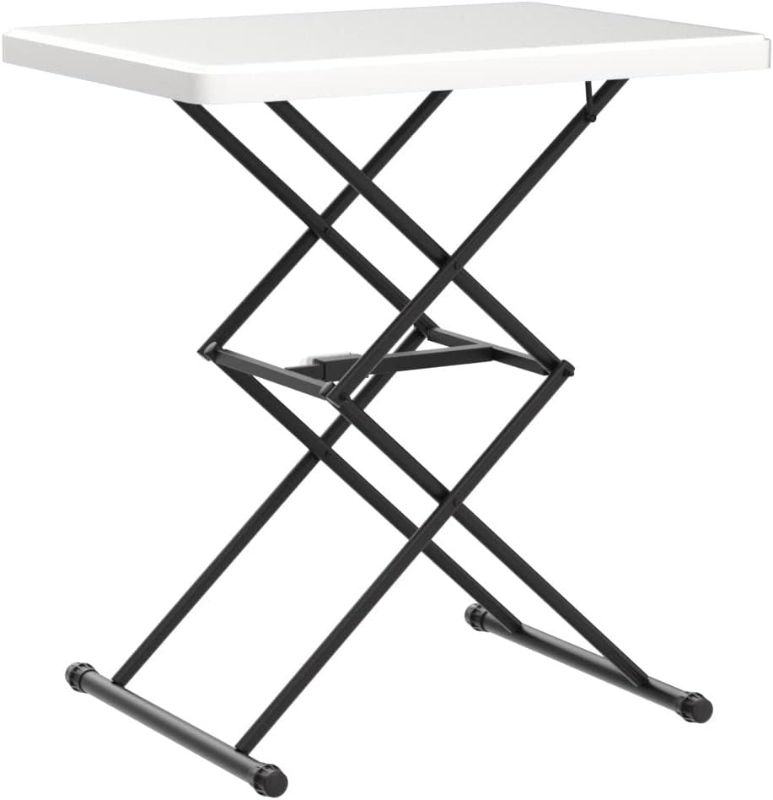 Photo 1 of ***DAMAGED - LEG BENT - WOBBLY - SEE PICTURES***
Living and More 28inch Height-Adjustable Personal Table, TV Tray, Portable Dinner Table, White