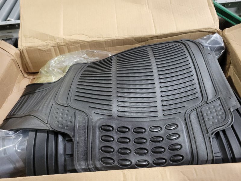 Photo 2 of **USED/DIRTY**
Motor Trend All Weather Semi-Custom Fit Heavy Duty Rubber Floor Mats for Auto Car Truck Van SUV (2 Front, 1 Rear Liner & Trunk Cargo Mat)